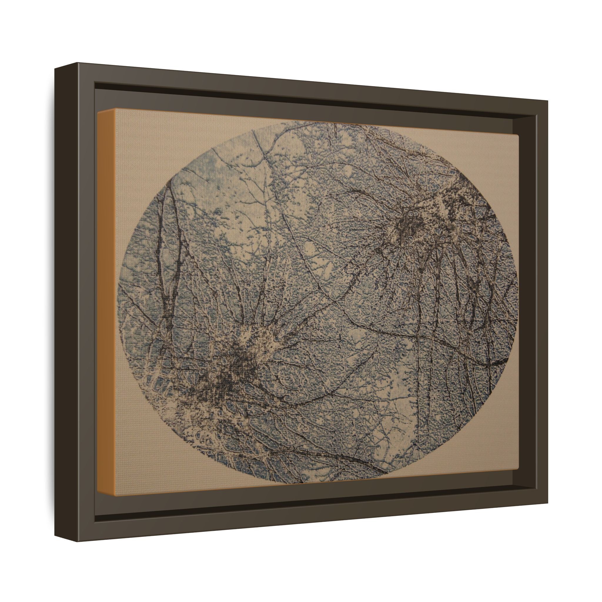 Framed Matte Canvas Art, no 09 — Twin Tree Wood-Carving Reproduction (Black, Dark Slate & Soothing Brown)