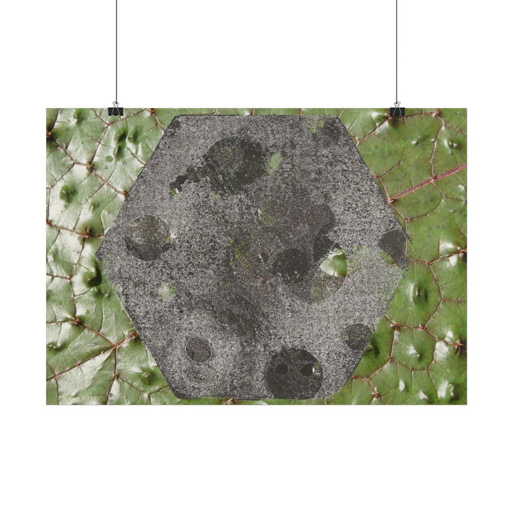 Botanical Hex Abstract Poster — Green Leaf Texture Horizontal Wall Art
