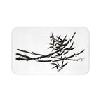 Zen Bamboo Bath Mat — Minimal Black Ink Sumi-e Design