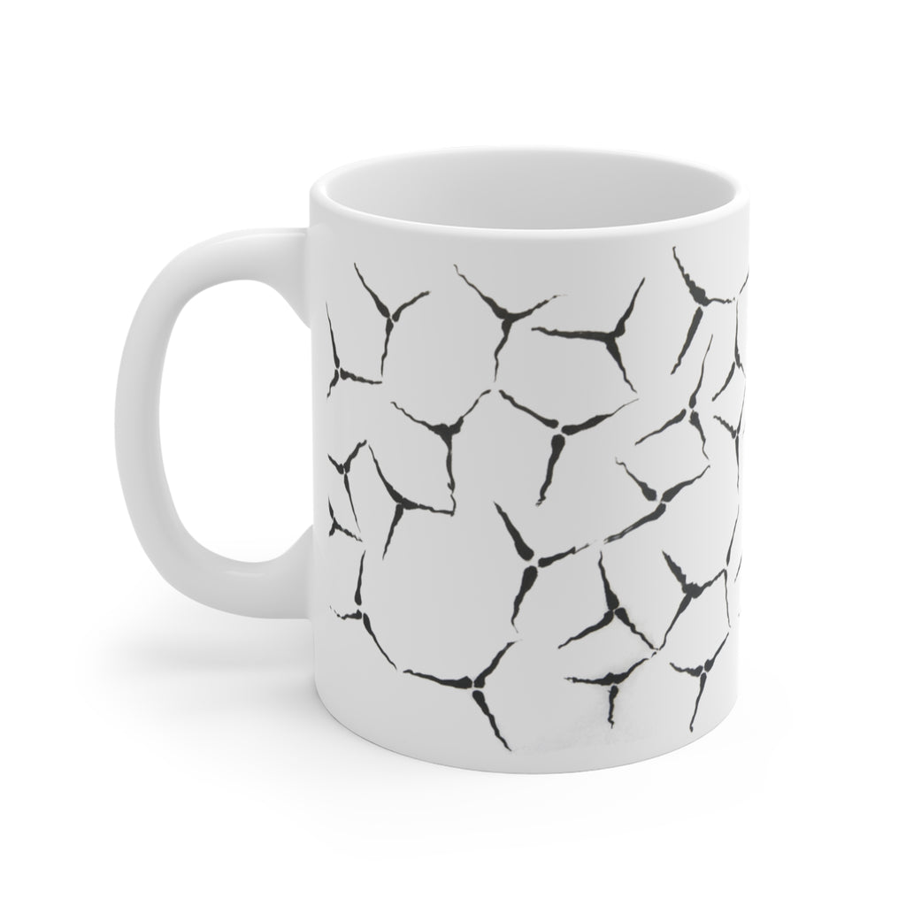 Cracked Stone Pattern Ceramic Mug — Minimal Black & White Coffee Cup