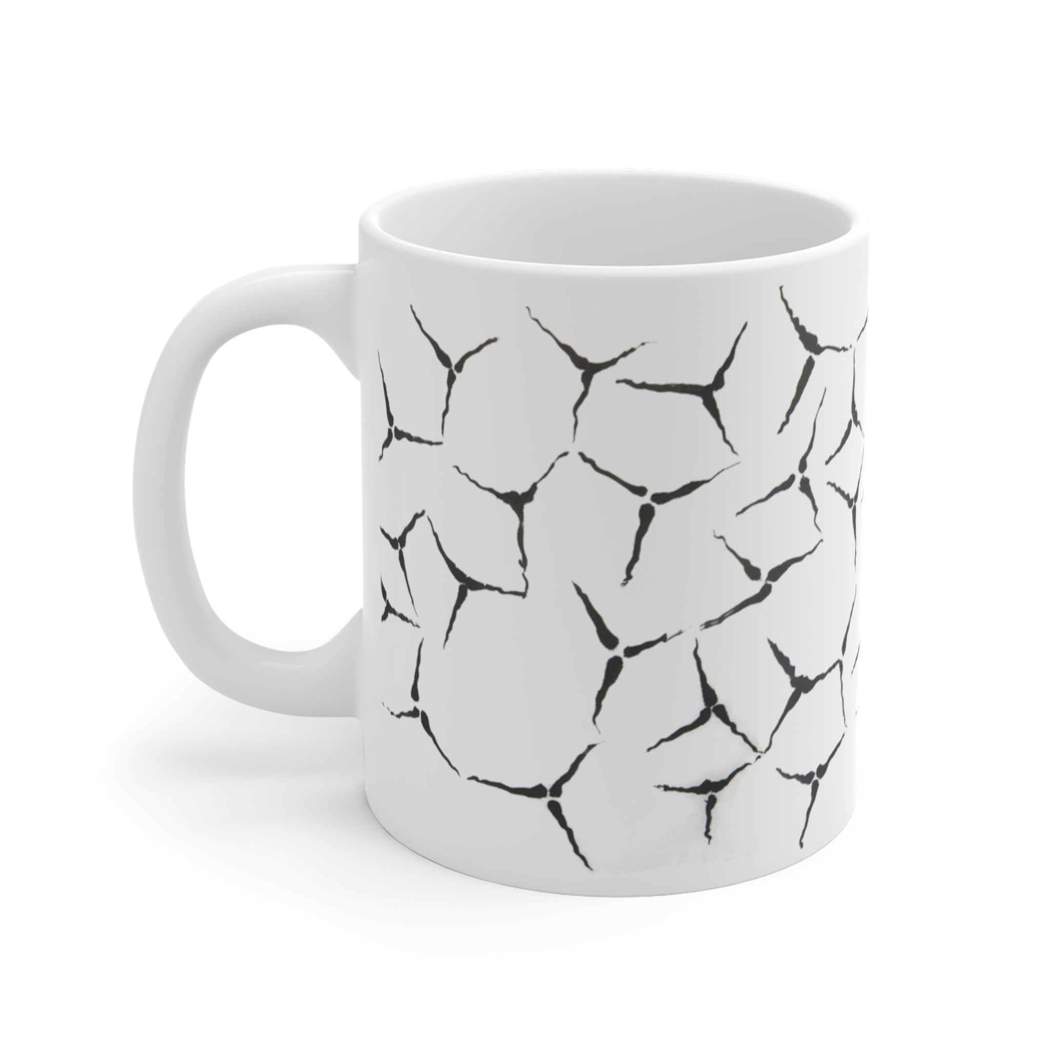 Cracked Stone Pattern Ceramic Mug — Minimal Black & White Coffee Cup