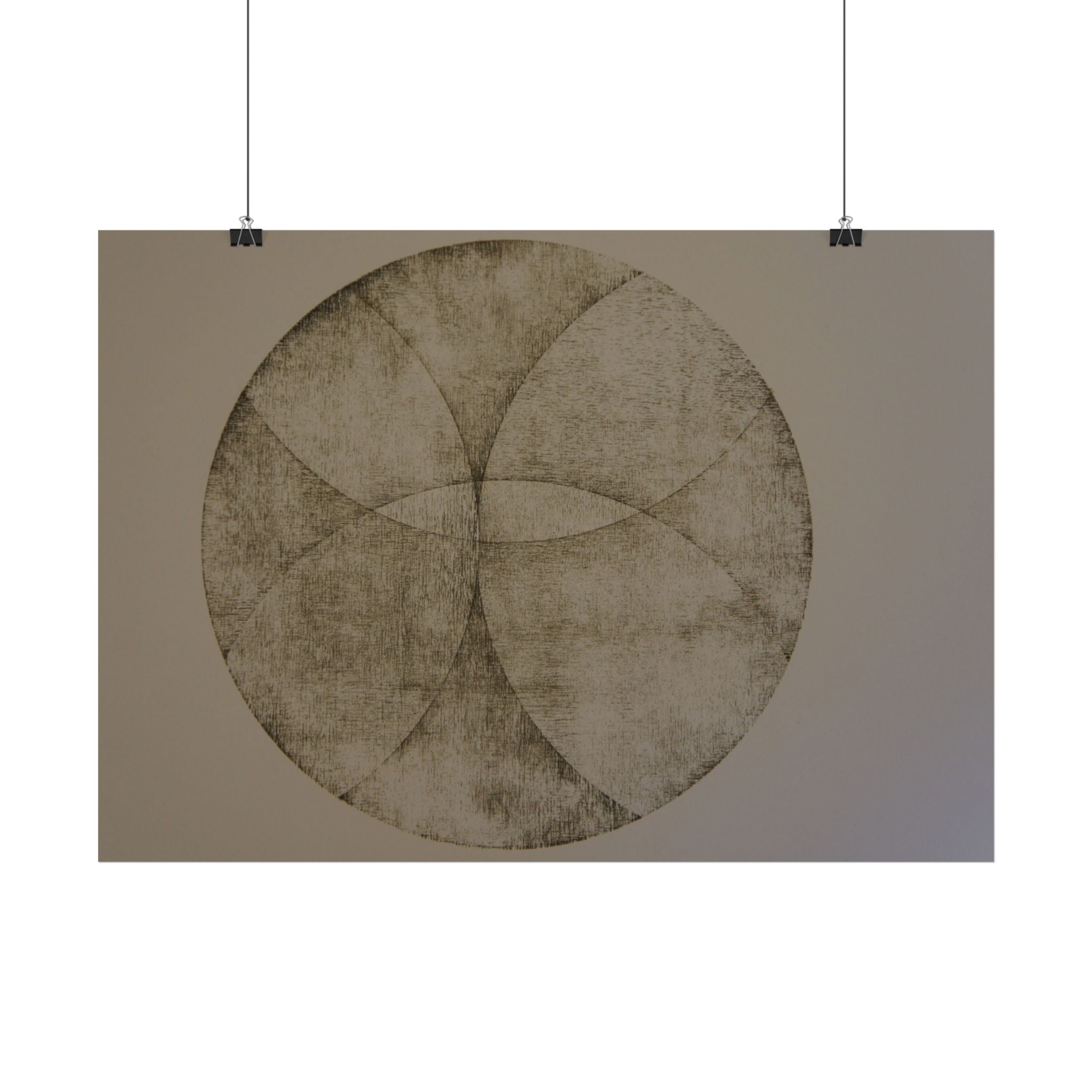 Geometrische cirkel kunstposter — Minimalistische vintage textuur muurprint 