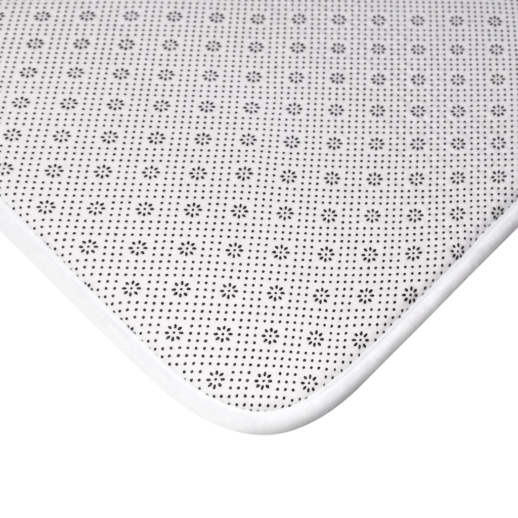 Abstract Botanical Bath Mat — Soft Yellow & Earth Tone Floral Design