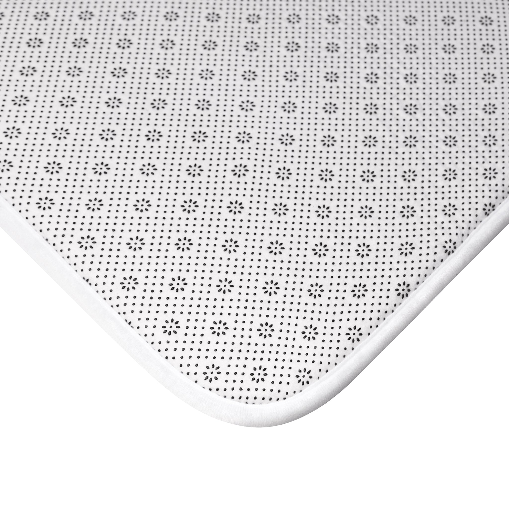 Abstract Botanical Bath Mat — Soft Yellow & Earth Tone Floral Design