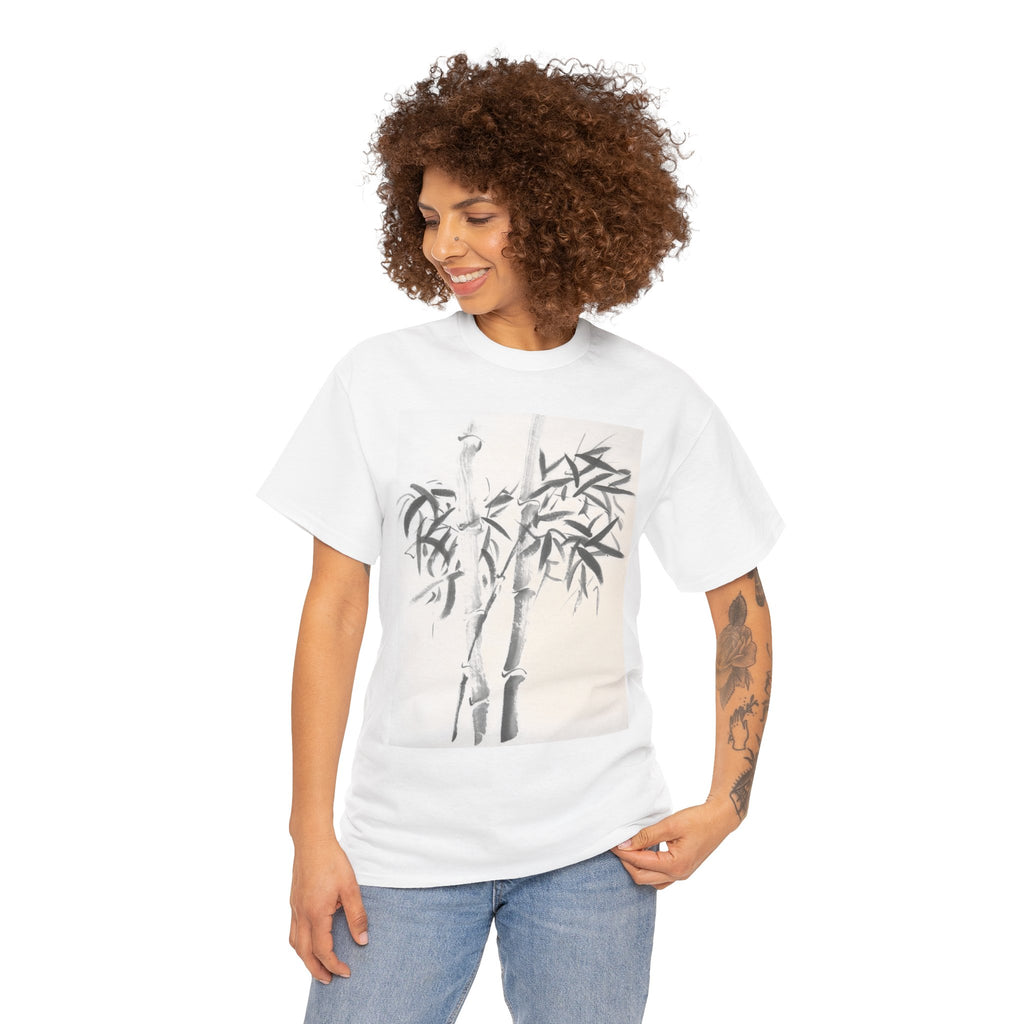 Bamboo Brushstroke Tee — Minimalist Zen Bamboo Graphic T-Shirt