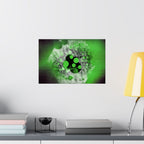 Abstract Neon Green Geometric Matte Poster — Modern Sci‑Fi Wall Art