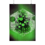 Abstract Green Hexagon Poster — Neon Geometric Art Print for Modern Home & Gaming Rooms