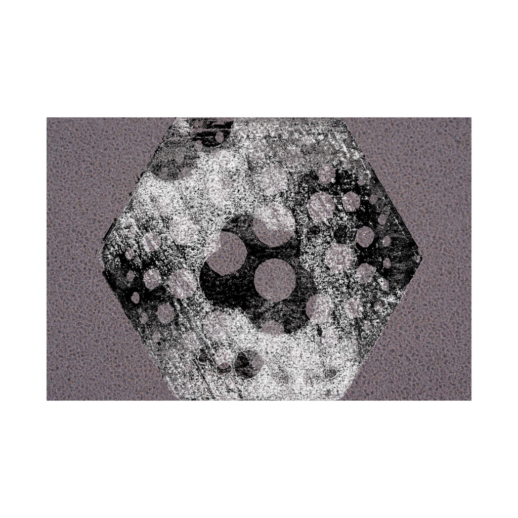 Abstract Hexagon Art Poster — Textured Geometric Matte Horizontal Print