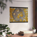 Abstracte poster met korstmosstructuur en matte afwerking — Geel &amp; Grijs Botanische Muurdecoratie 
