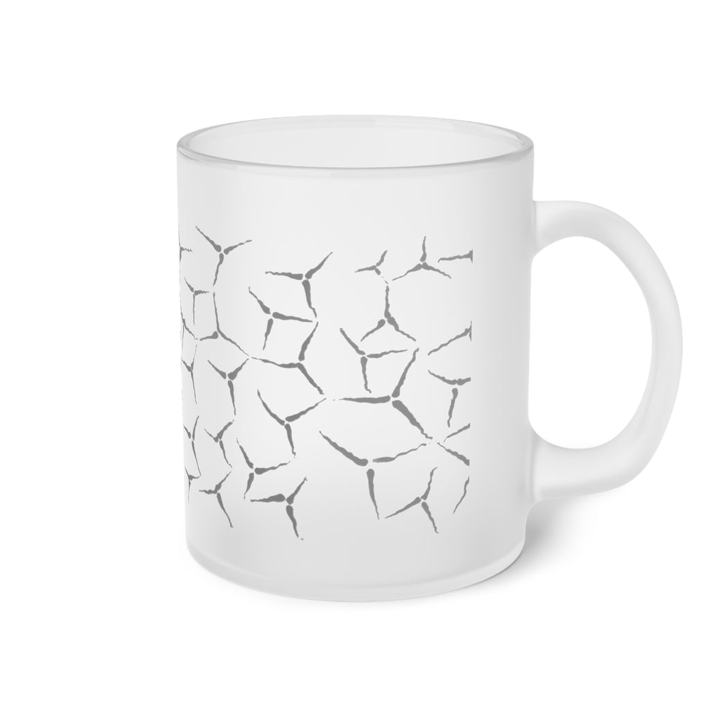 Mok van mat glas — Koffiekopje met minimalistisch geometrisch bloemblaadjespatroon 