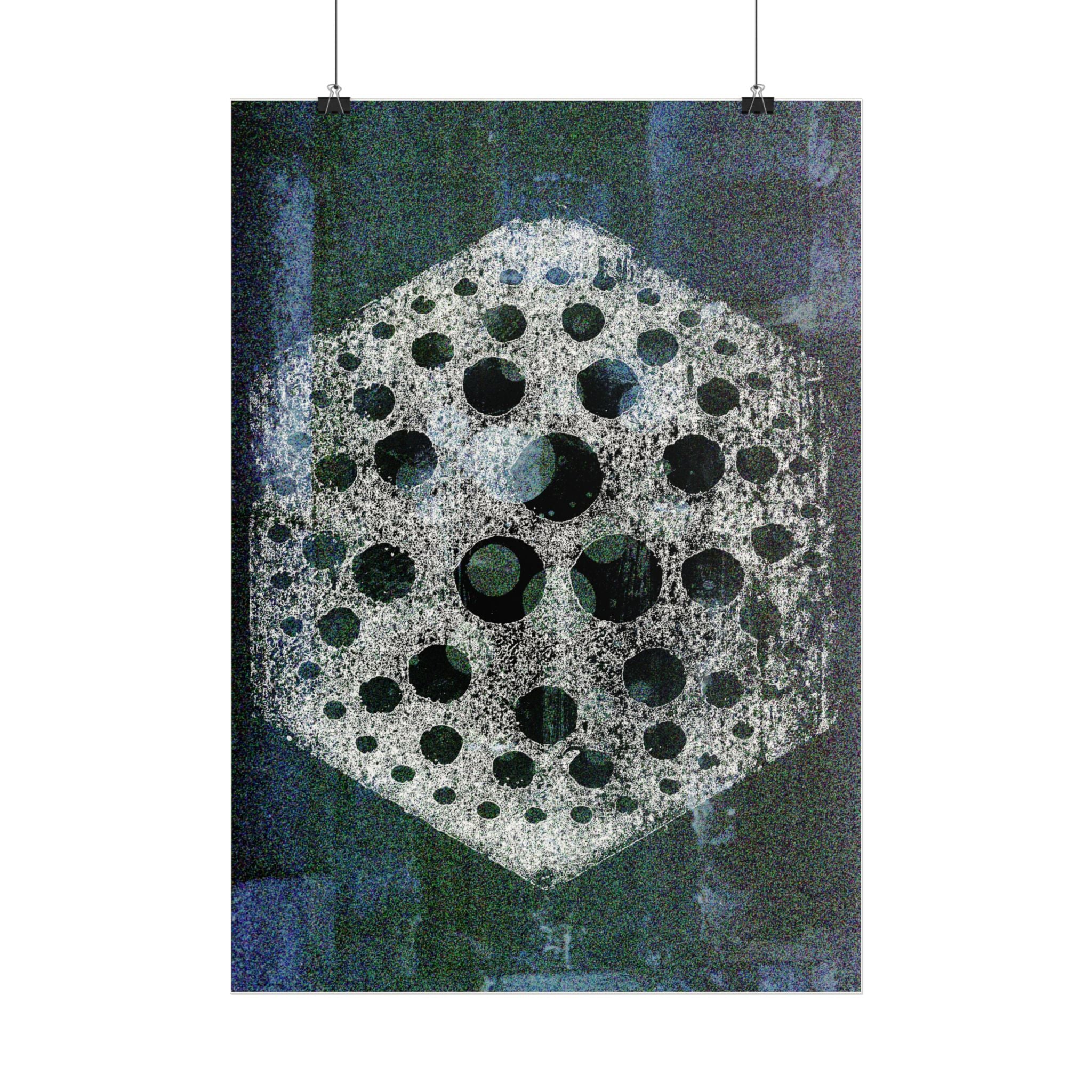 Verticale poster — Geometrische zeshoekige maan kunstprint 