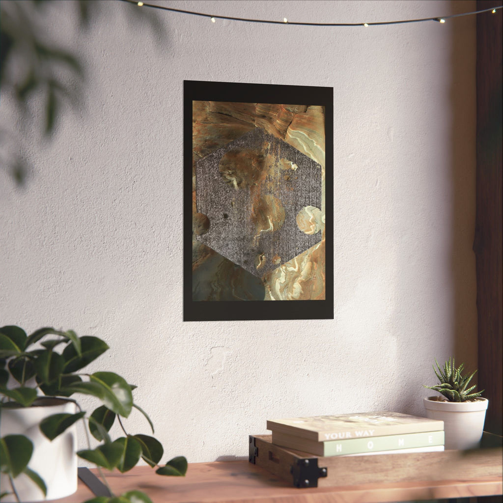 Abstract Earthtone Hexagon Poster Matte Vertical Poster | Geometric Wall Art