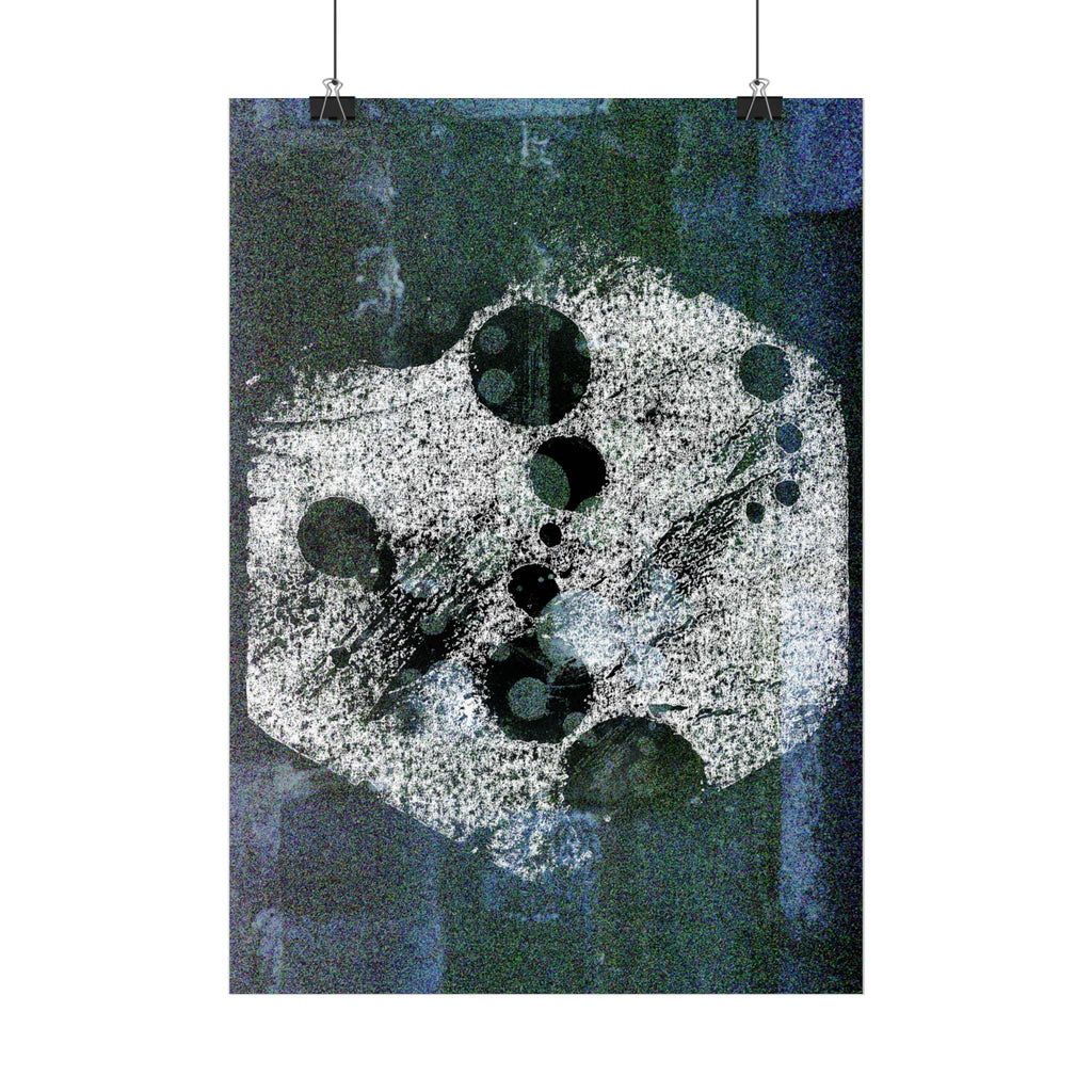 Abstracte maanfaseposter — Donkerblauwe muurdecoratie met textuur 