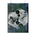 Abstracte maanfaseposter — Donkerblauwe muurdecoratie met textuur 