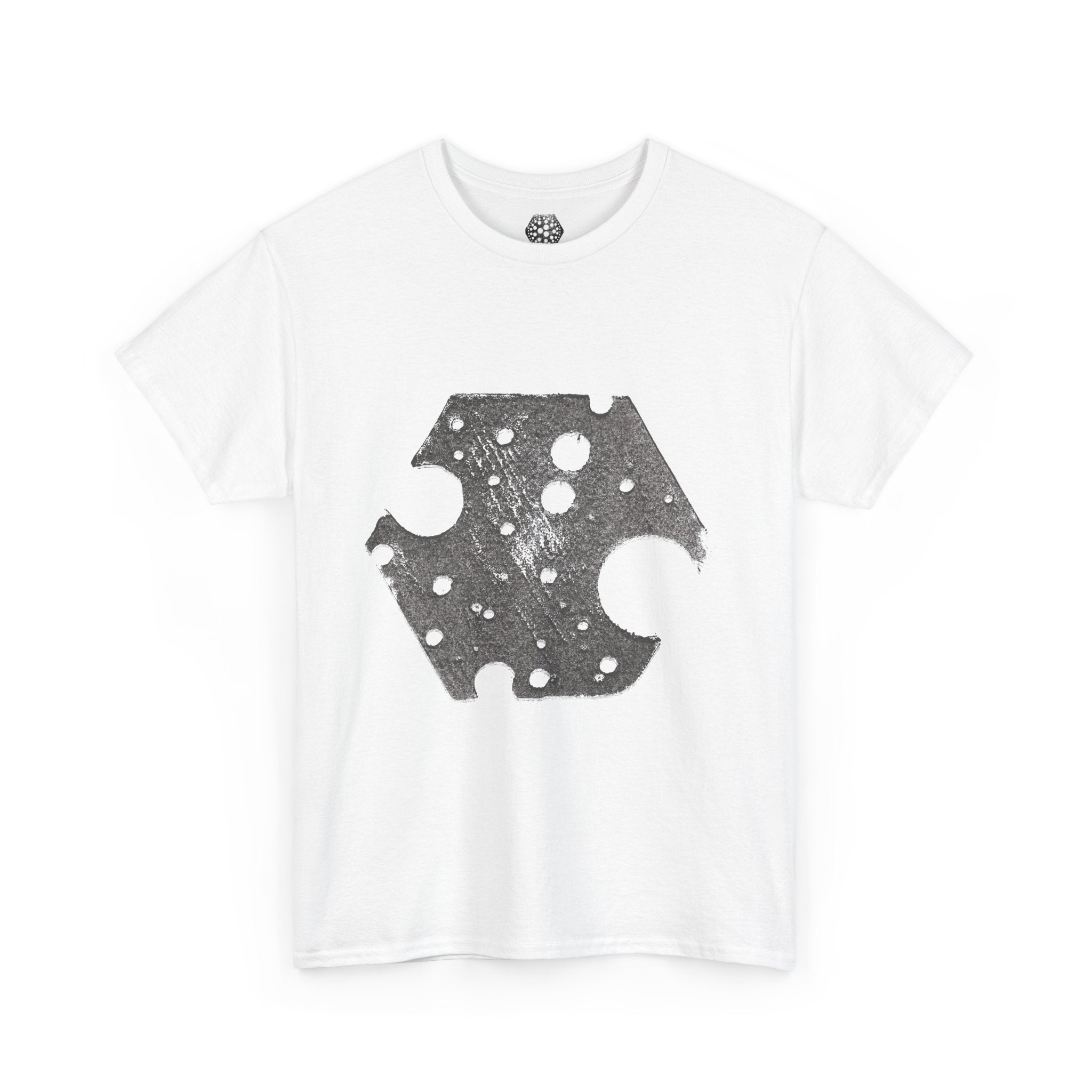 Hexagon Circles Graphic Tee — Digital Manual Print Art