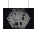Abstracte zeshoekige poster — Minimalistische horizontale wanddecoratie in zwart-grijs 