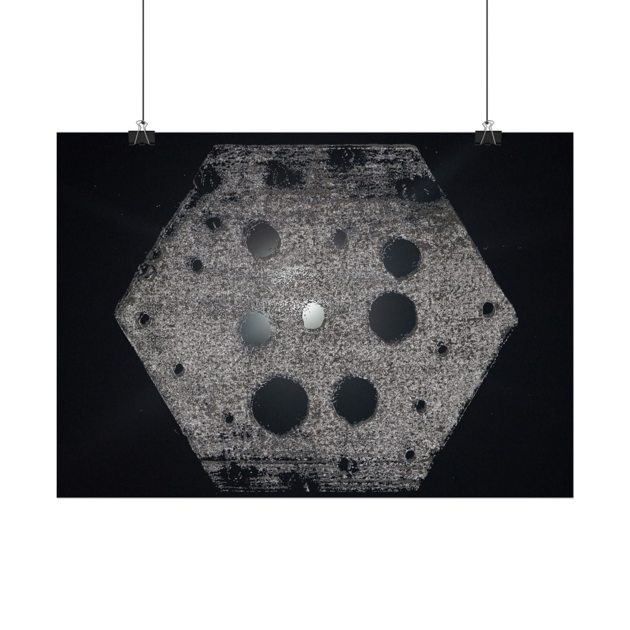 Abstract Hexagon Poster — Minimal Black & Gray Horizontal Wall Art