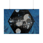 Abstract Blue Hexagon Poster — Horizontal Wall Art