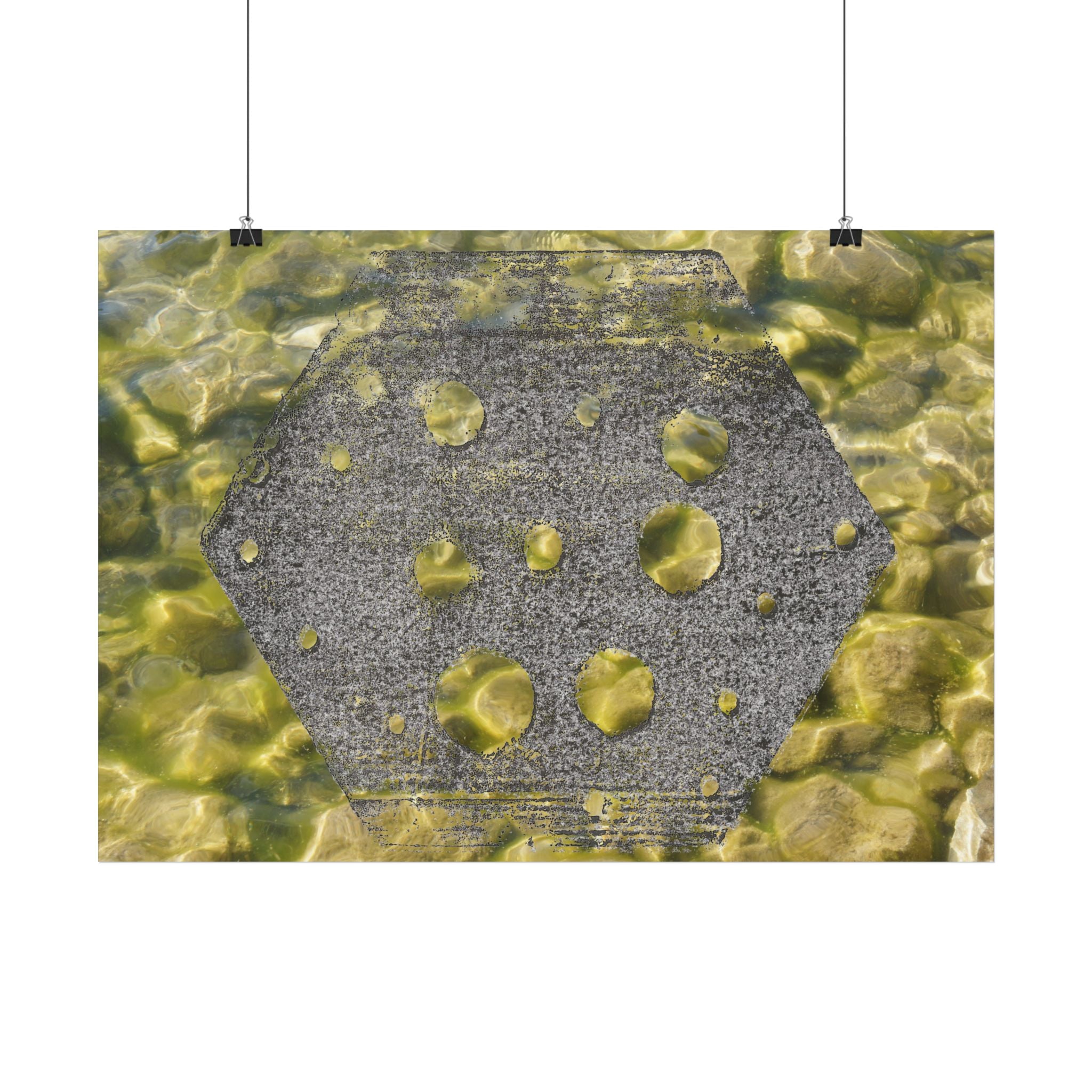 Abstracte geode horizontale poster — Muurdecoratie met gele kristaltextuur 