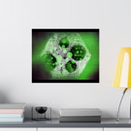 Abstract Green Hexagon Matte Horizontal Poster — Geometric Modern Wall Art