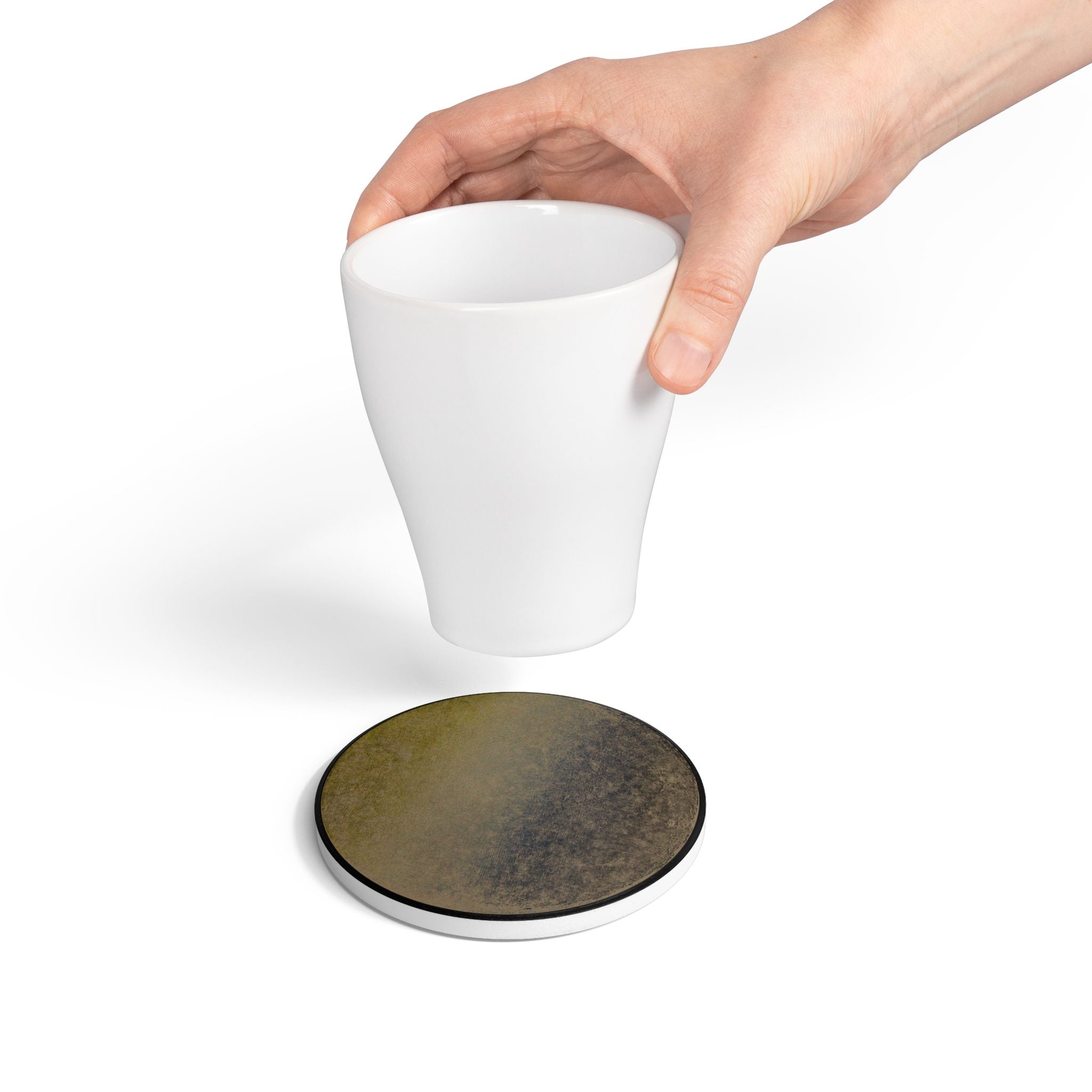 Rustic Earthtone Ceramic Coaster — Vintage Grunge Drink Mat