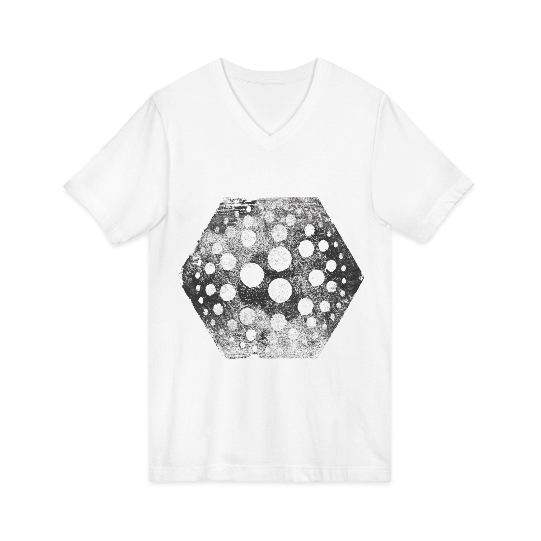 Hex Moon Graphic V-hals T-shirt Design Hex16 — Verweerde Space Cheese Vintage Astronomie V-hals T-shirt 