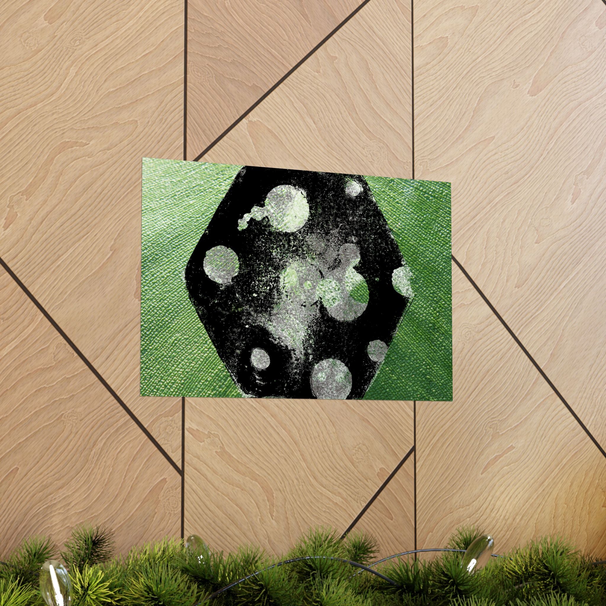 Abstract Green Dice Matte Poster — Geometric Art Print