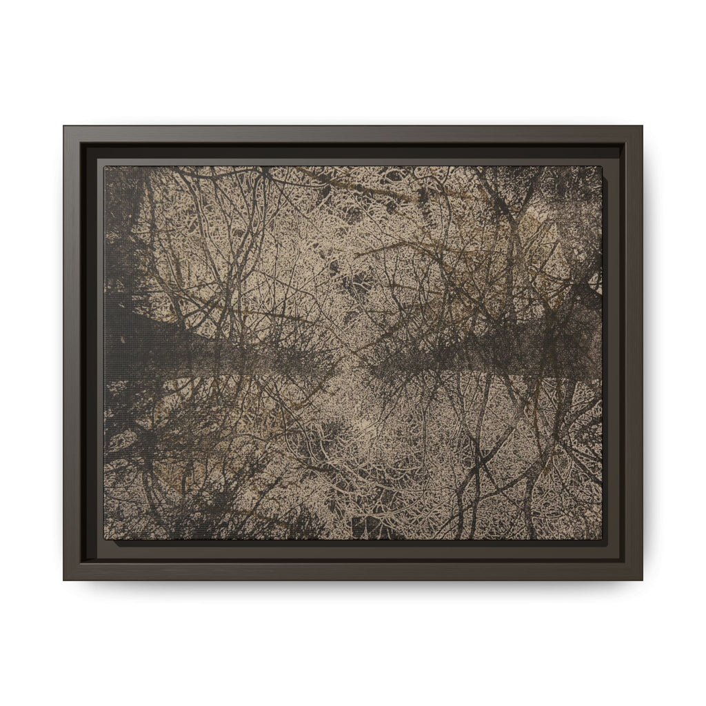 Framed Matte Canvas Art, no 12 — Twin Tree Wood-Carving Reproduction (Black & Sunbleached)