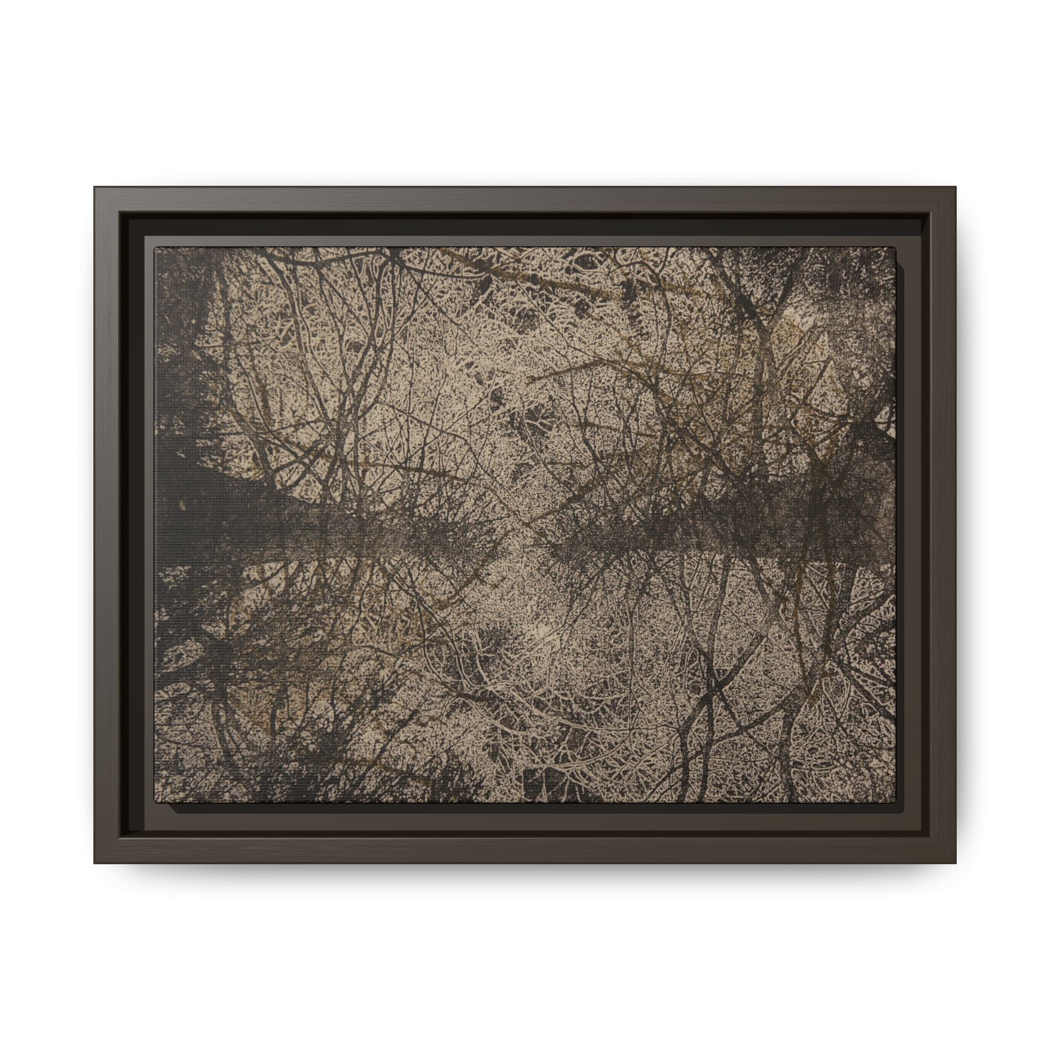 Framed Matte Canvas Art, no 12 — Twin Tree Wood-Carving Reproduction (Black & Sunbleached)