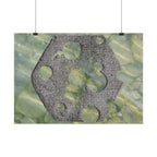 Abstracte poster met zeegras en steen, horizontaal model — Muurdecoratie met kusttextuur 