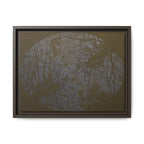 Framed Matte Canvas Art, no 05 — Twin Tree Wood-Carving Reproduction (Black & Brown grey Wild)