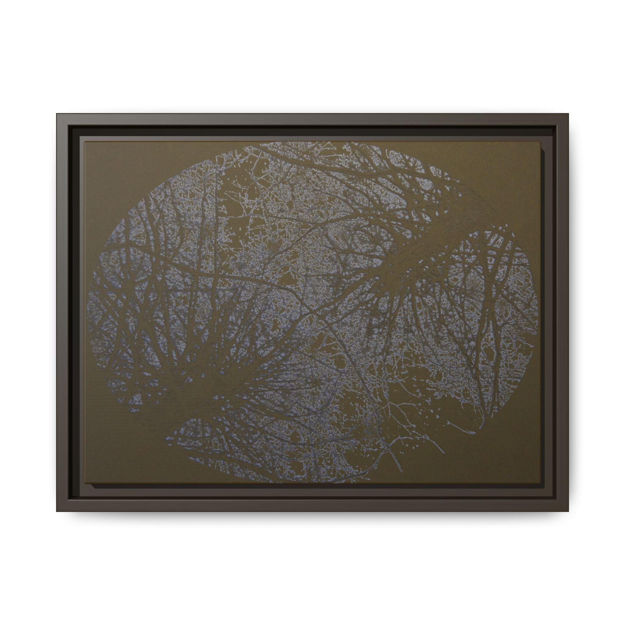 Framed Matte Canvas Art, no 05 — Twin Tree Wood-Carving Reproduction (Black & Brown grey Wild)