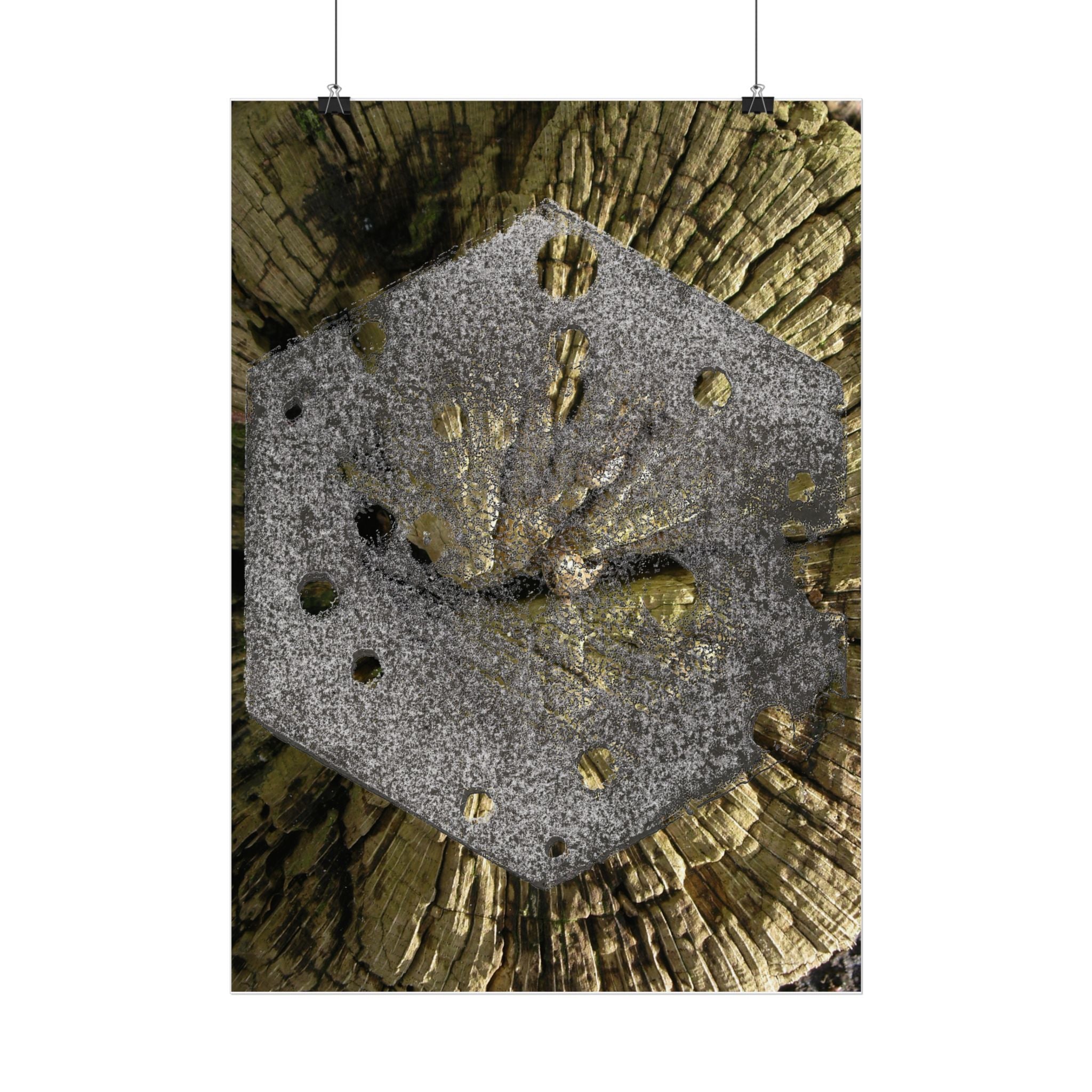 Gold Leaf Abstract Art Poster | Metallic Hexagon Wall Art