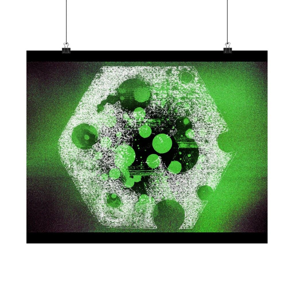 Abstract Green Bubble Matte Poster — Horizontal Modern Art Print