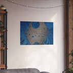 Abstract Blue Texture with Metallic Geometric Shape Poster