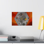 Abstract Hexagon Art Poster — Red Orange Matte Horizontal Print