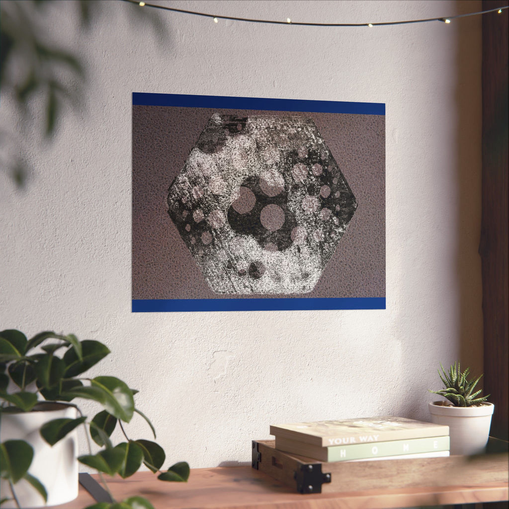 Abstract Hexagon Art Poster — Textured Geometric Matte Horizontal Print