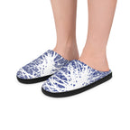 Blue Splatter Pattern Women's Indoor Slippers — Cozy House Shoes
