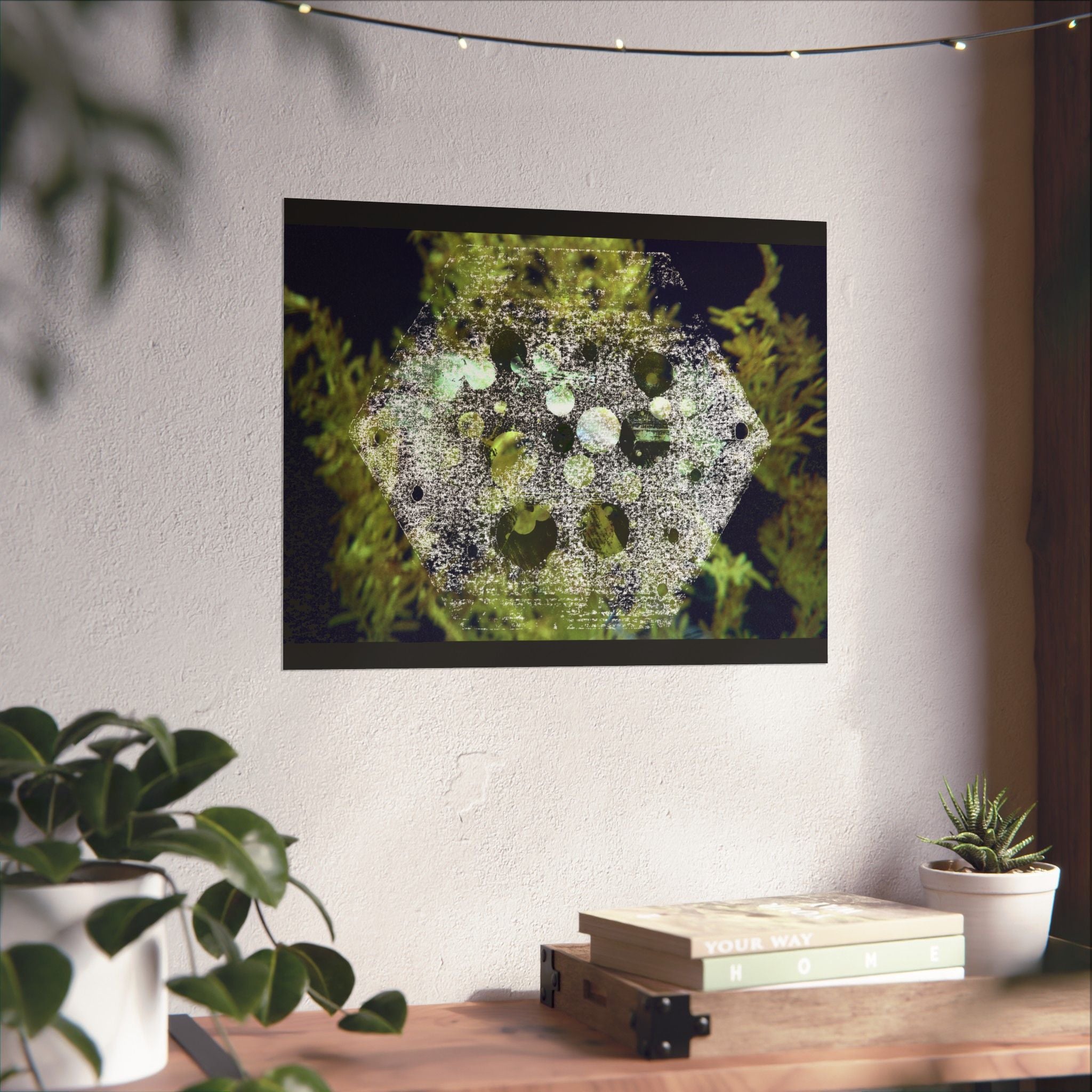 Matte Horizontal Poster — Abstract Marine Coral Hexagon Art