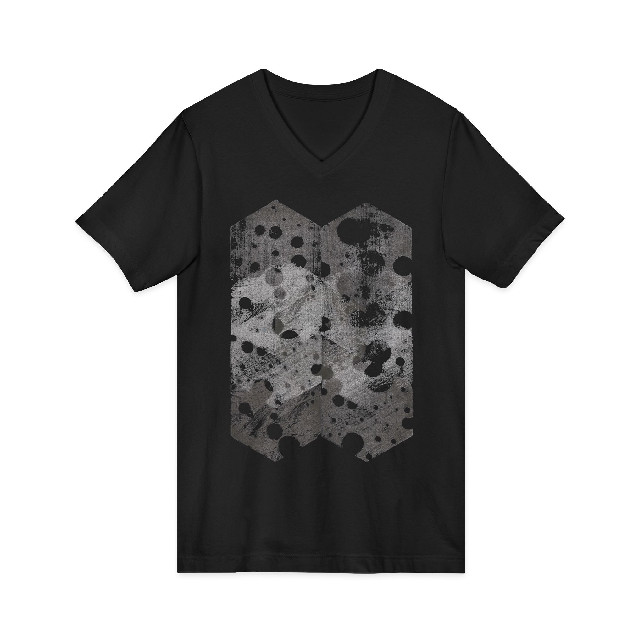 Hex Moon Graphic Tee Design Hex24 — Een vintage T-shirt met V-hals en ruimtekaasmotief, geïnspireerd op astronomie.