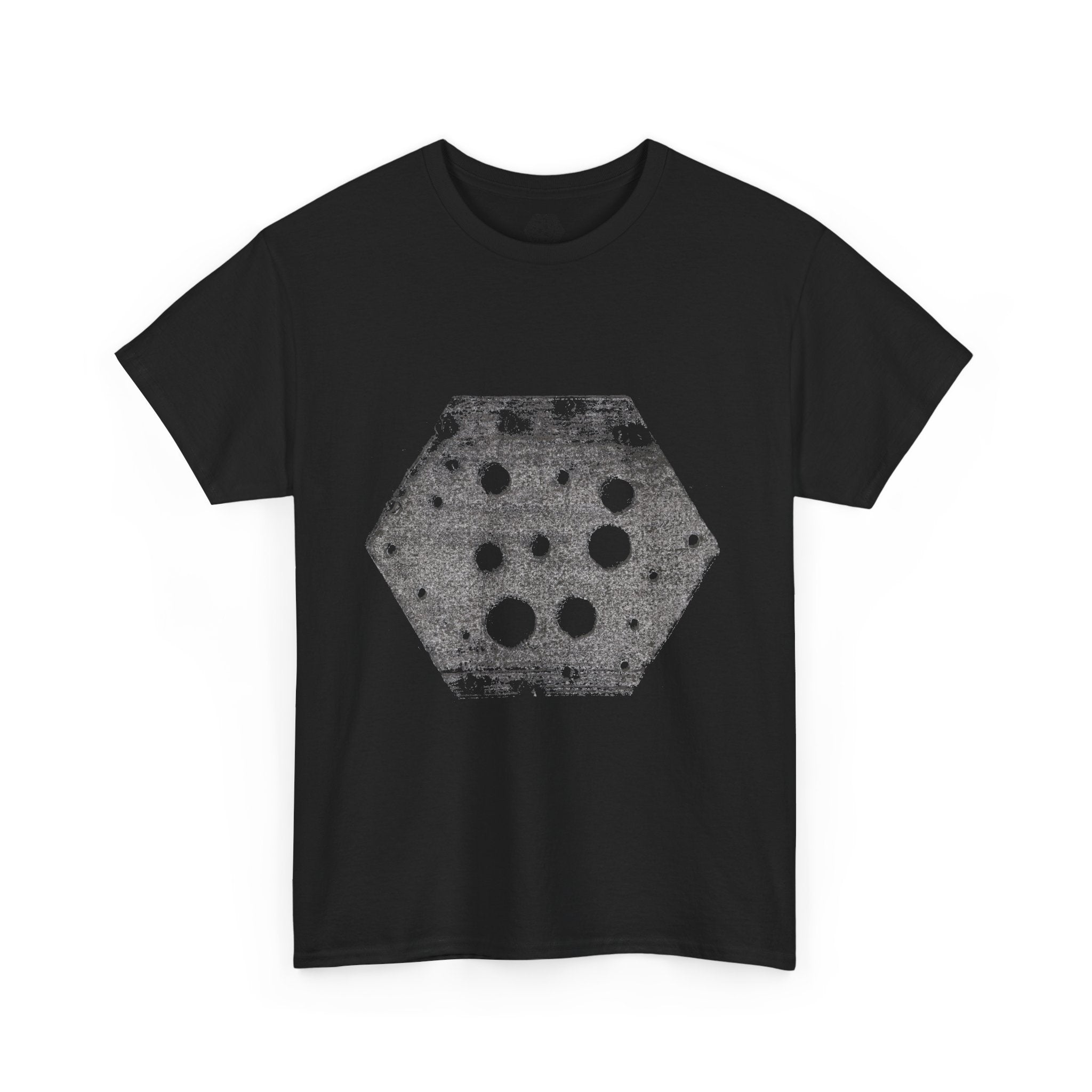 Hexagon Circles Graphic Tee — Digital Manual Print Art