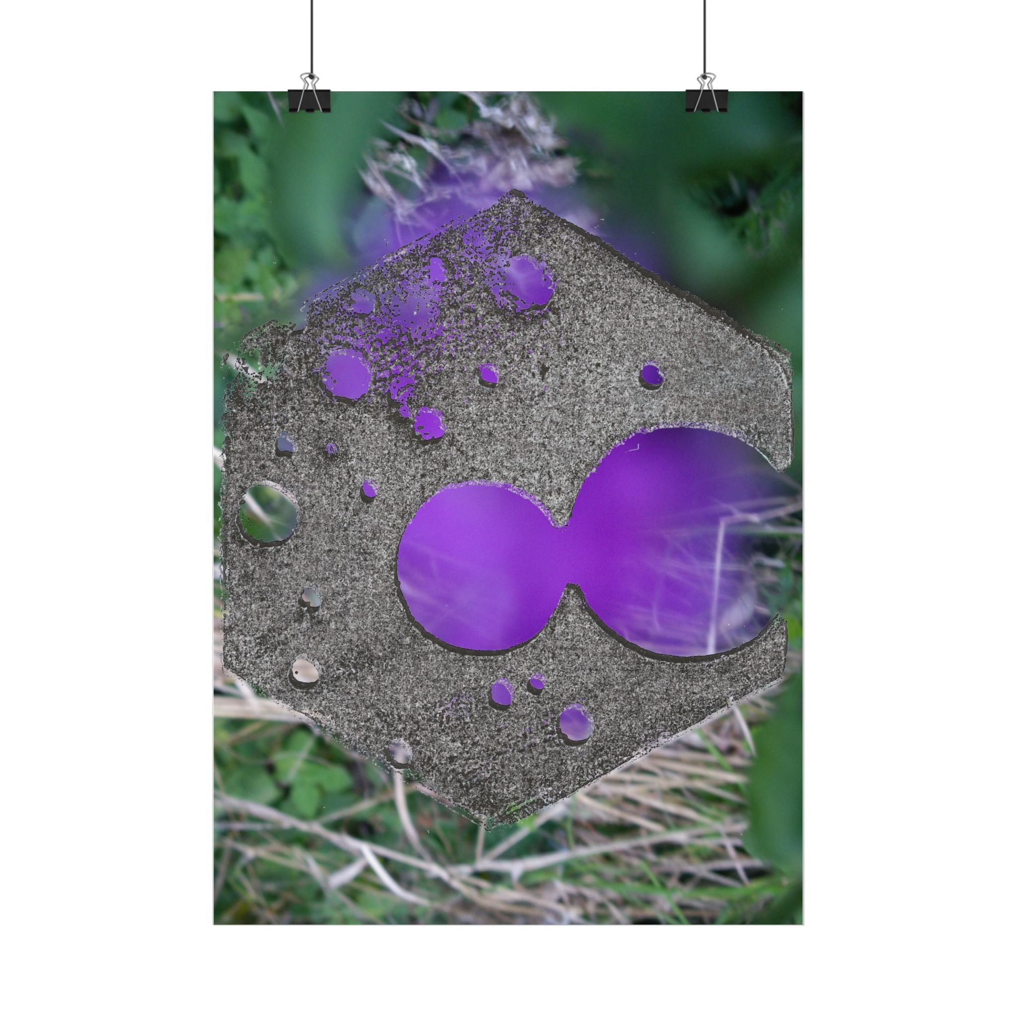 Paarse abstracte inktvlekkenposter, verticale poster 