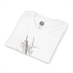 Botanical Grass V-Neck Tee — Minimal Dried Wildflower Illustration Shirt