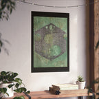 Abstract Geometric Hexagon Art Matte Vertical Poster | Green Textured Circles