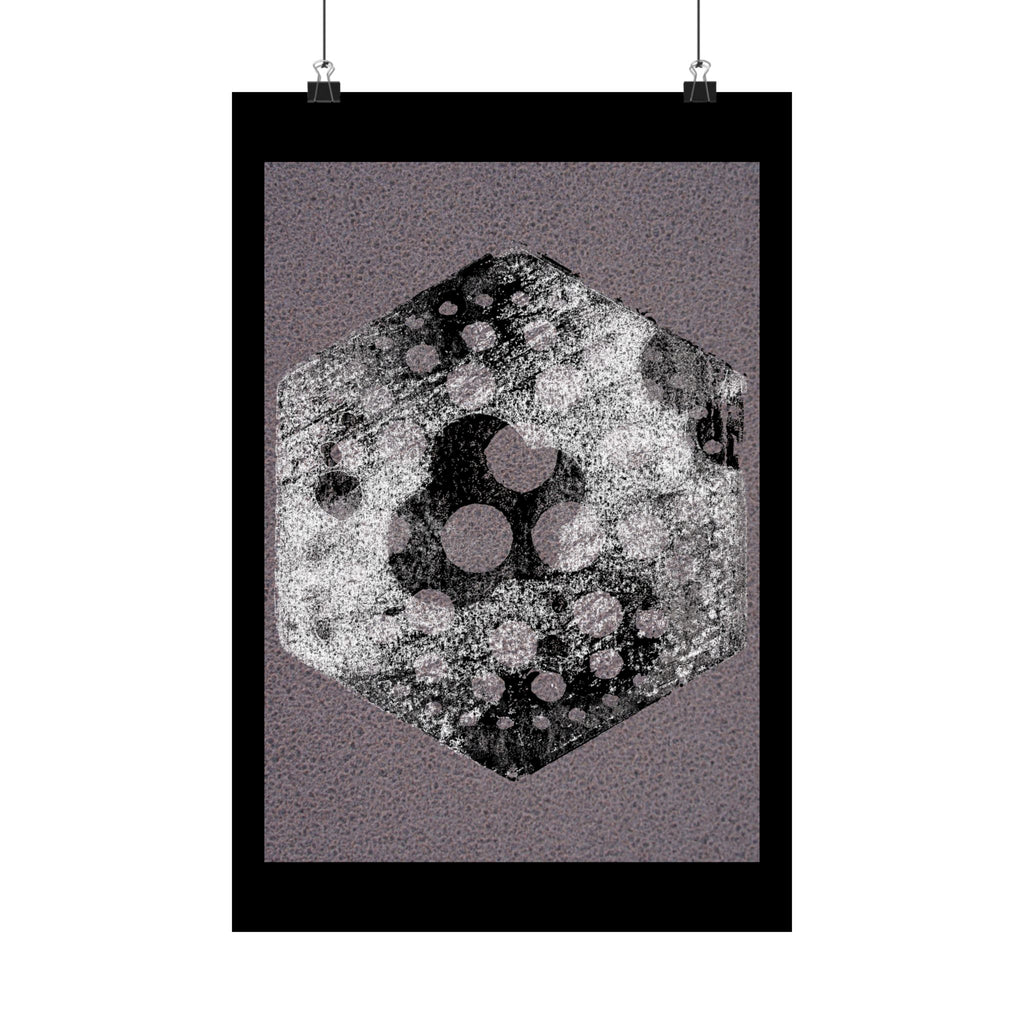 Abstract Hexagon Art Poster — Textured Grunge Matte Vertical Print