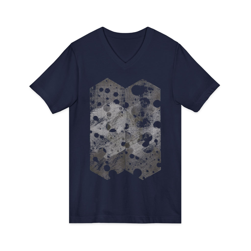 Hex Moon Graphic Tee Design Hex24 — Distressed Space Cheese Vintage Astronomy V-Neck T-Shirt