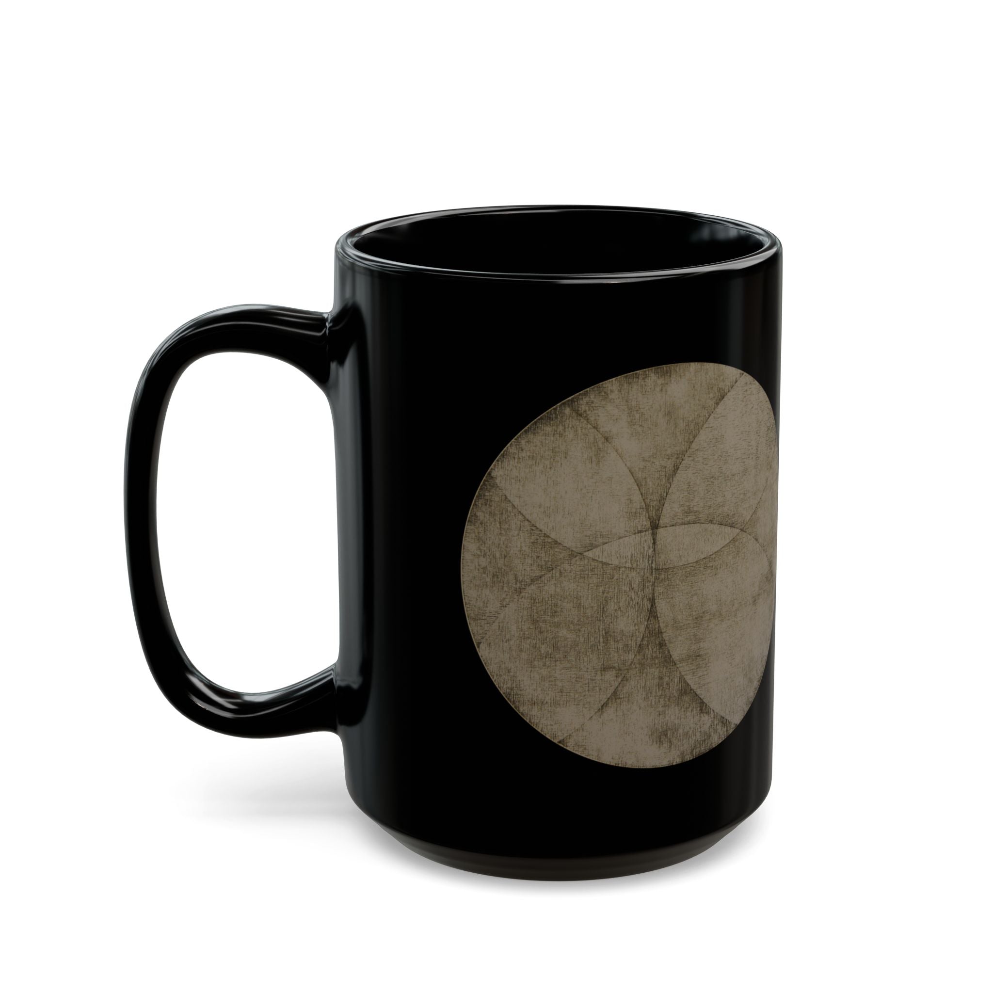 Minimal Moon Phases Black Mug — Vintage Lunar Circle 3dl/4.4dl