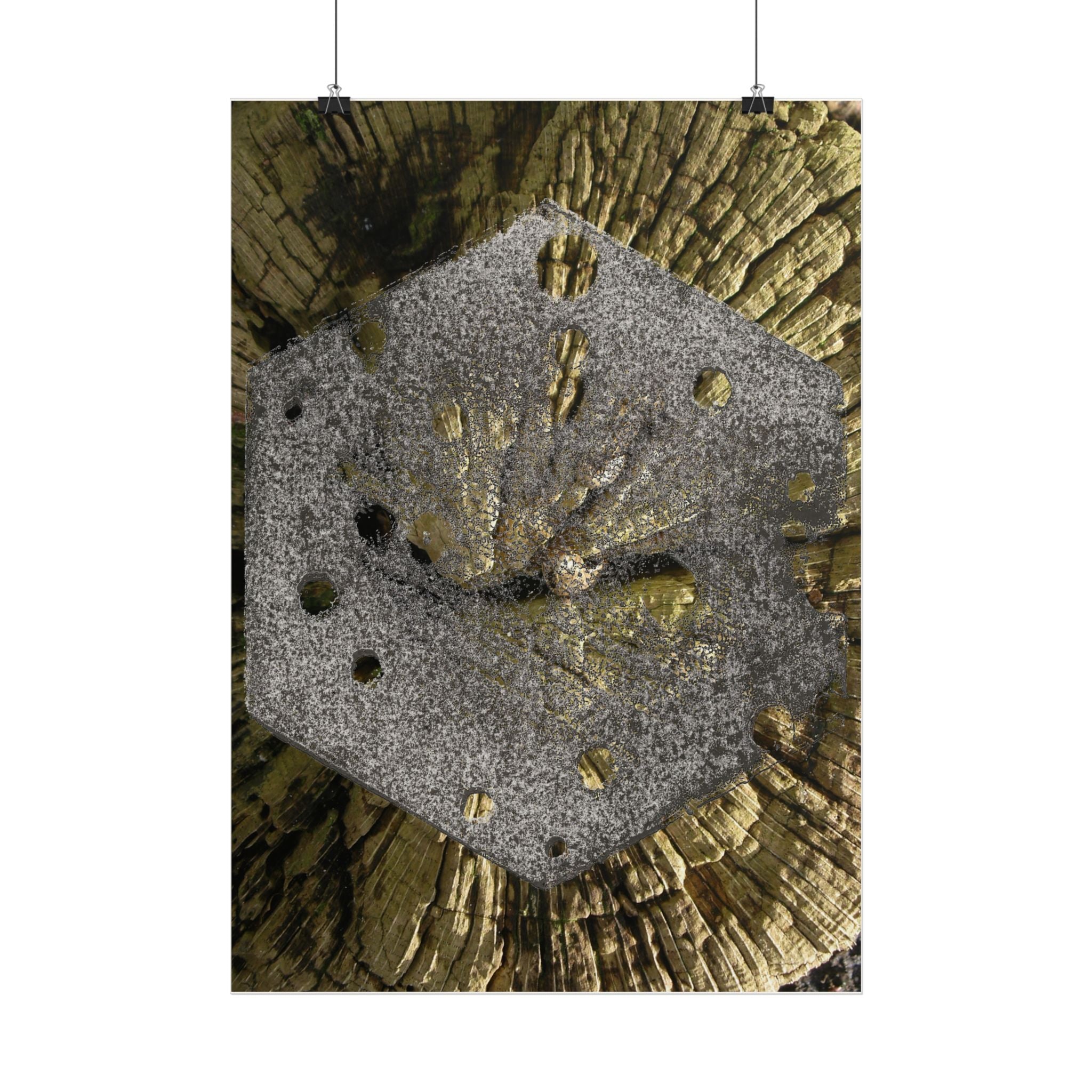 Gold Leaf Abstract Art Poster | Metallic Hexagon Wall Art