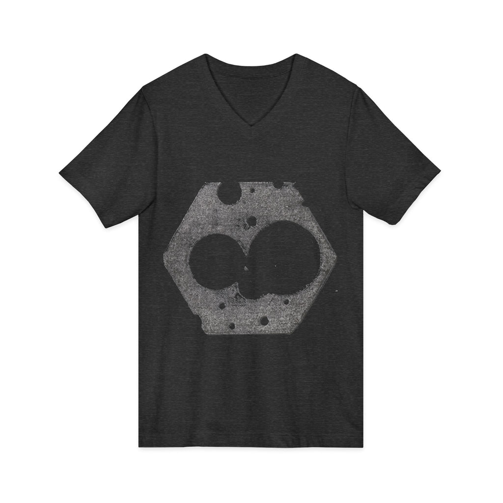 Hex Moon Graphic V-Neck Tee Design Hex04 — Distressed Space Cheese Vintage Astronomy V-Neck T-Shirt
