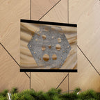 Abstracte zeshoekige uitgesneden matte horizontale poster — Neutrale beige textuur muurdecoratie 